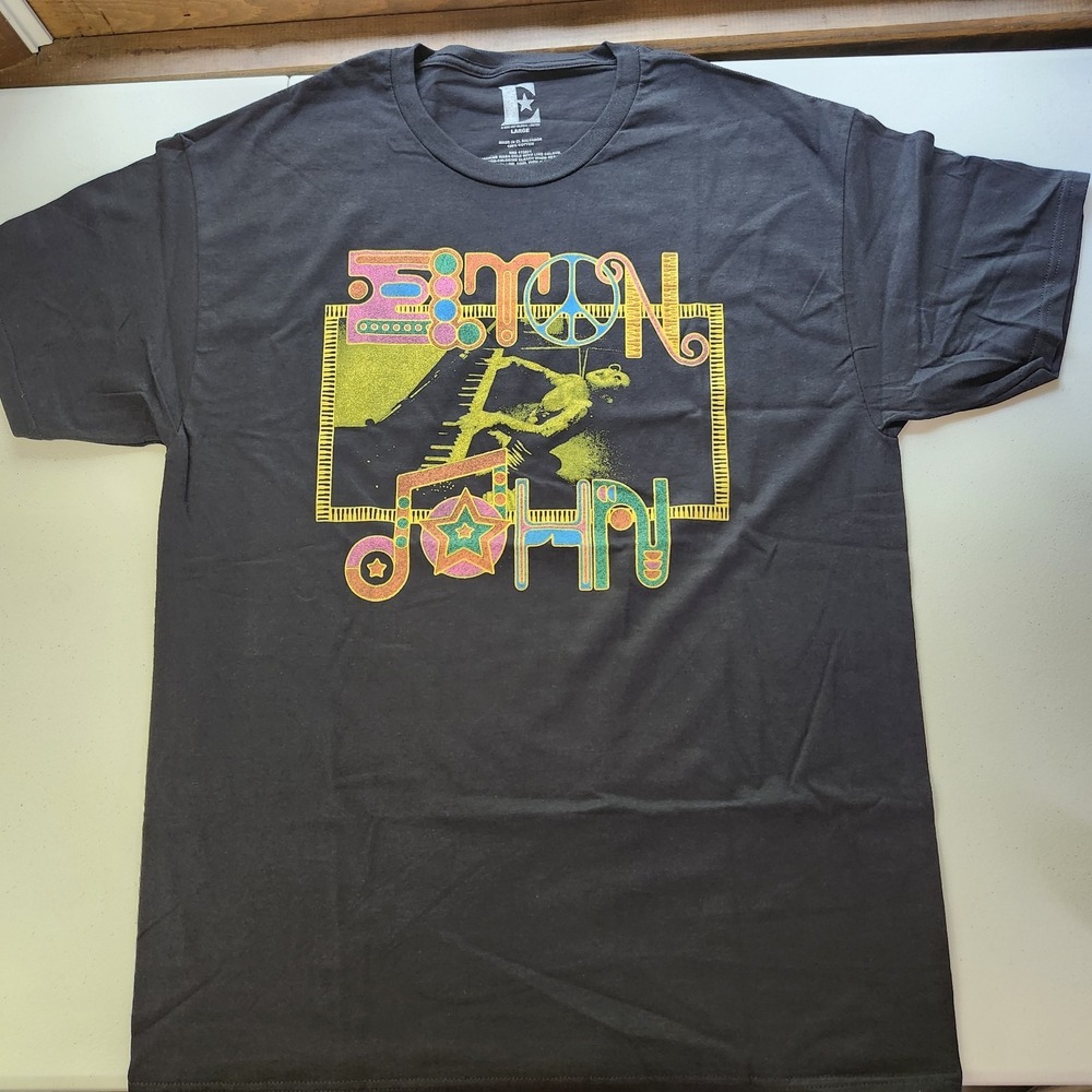 Elton John Large Graphic Black T-Shirt